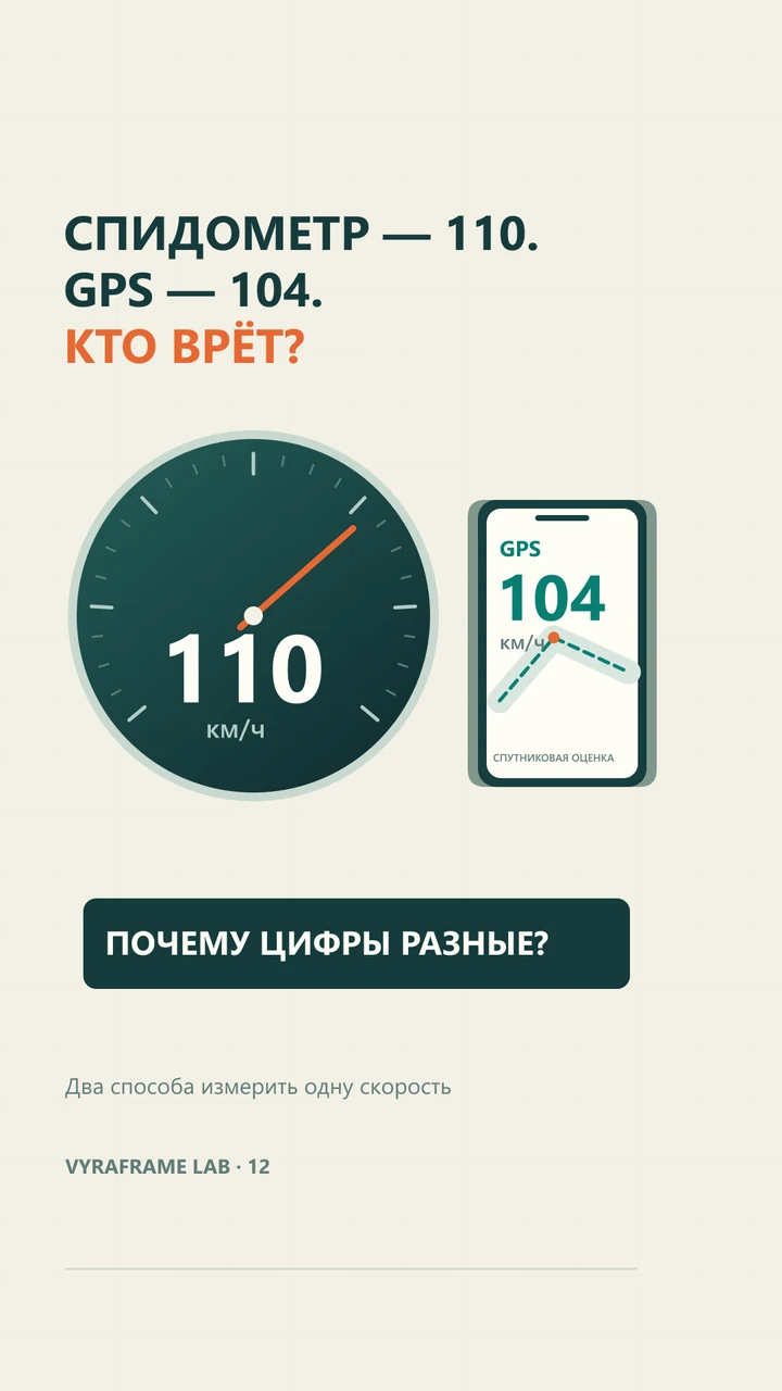 Оригинальная обложка LAB #12: Почему спидометр показывает 110, а GPS — 104?
